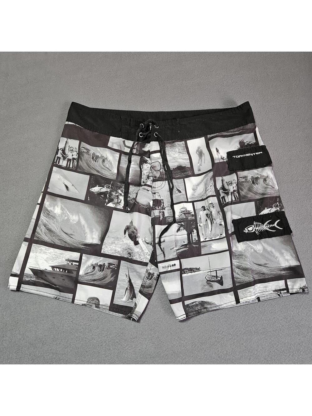 Tommy Bahama Men's Size XL Black and White Photo Print Swim Trunks Board Shorts